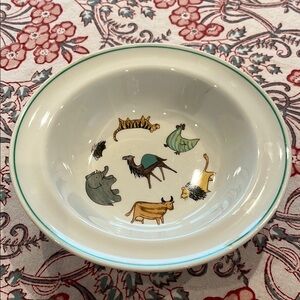 Arabia Made in Finland Child's Bowl Bone China Noah's Ark Themed Beautiful
